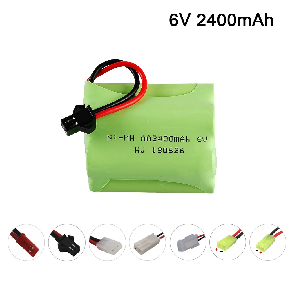 Aggiorna batteria 6V 2400mAh per giocattoli Rc auto carri armati robot pistole barche AA Ni-MH 2400mah 6v batteria ricaricabile SM/JST plug