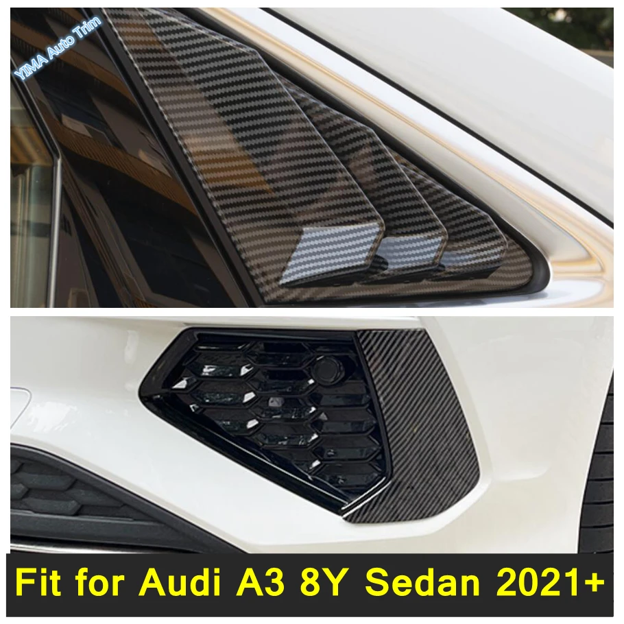 

Car Side Vent Window Scoop Louver Cover Trim Rear Fog Light Molding Garnish Bezel Protector Strip 2PCS For Audi A3 8Y Sedan 2021