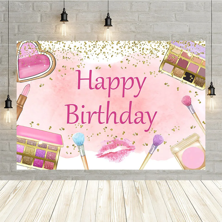 

Mehofond Happy Birthday Party Backdrop Photography Make-up Lip Print Background Props Photo Studios Wallpaper Banner Photozone