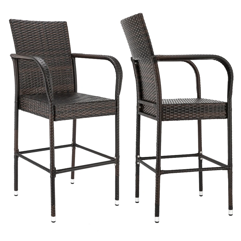 2pcs High Bar Chair Brown Gradient  (59 x 59 x 117.5)cm US Warehouse IN Stock