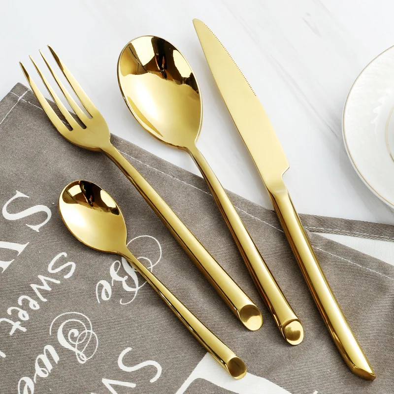 Hot Sell Luxury Dinner Set Stainless Steel Gold Cutlery Spoon Fork Flatware Set Home and kitchen products