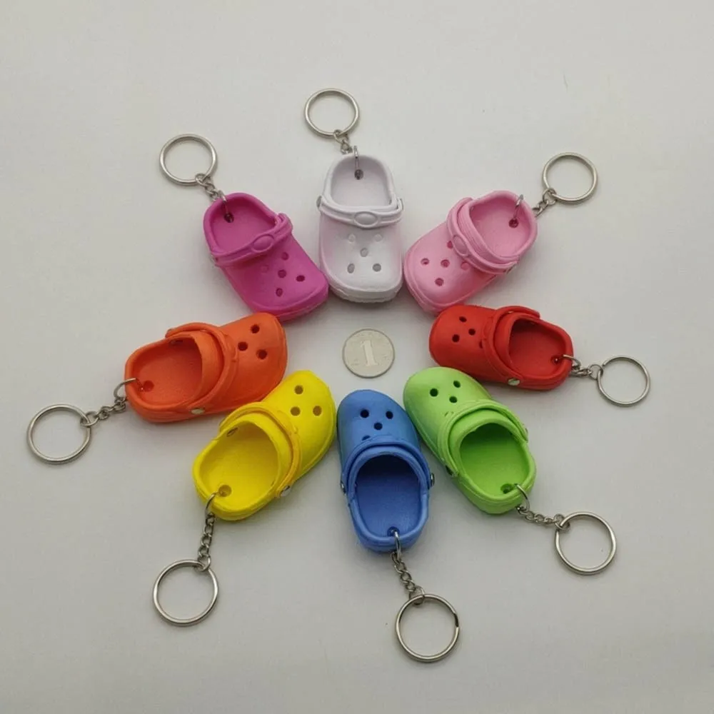 1PC Cute 3D Mini EVA Beach Hole Little Shoe Keychain Gift Bag Accessories Decoration Keyring Floating slipper Key Chain