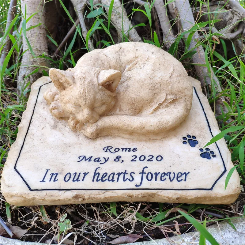 Perfect Cat Memorial Stone  with A 3D Cat On The Top  Sympathy Cat Loss Gifts  For  Outdoors  Indoors  Garden Resin Stones