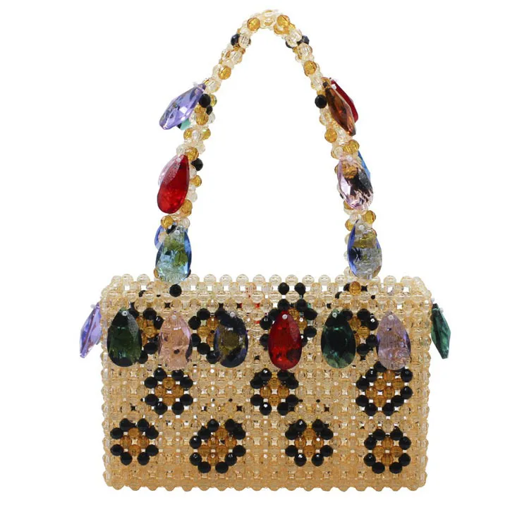 Luxury Pure Hand-woven Beaded Bucket Bag 2019 New Fashion Pearl Beaded Woven Shoulder Messenger Bag Handbags Women Family