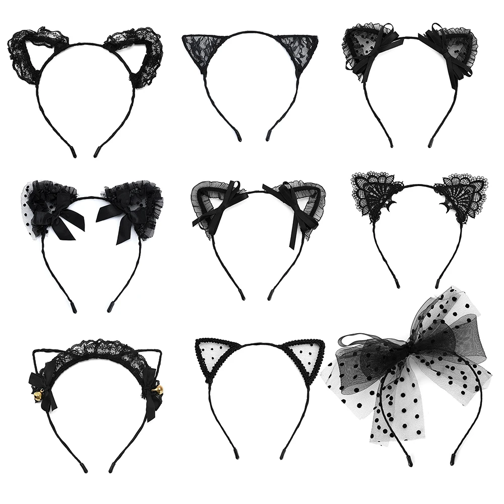 Lace Cat Ears Headband Women Girls Hair Hoop Party Decoration Sexy Lovely Cosplay Halloween Costume Hair Accessories