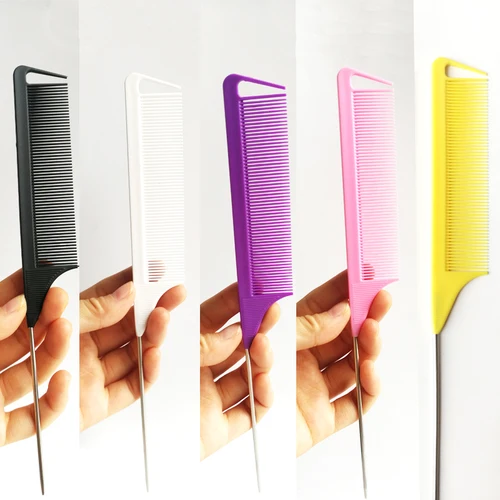 Imagen 2 del producto Peine profesional para peinar el cabello con cola puntiaguda, cepillo antiestático para teñir el cabello, pasador de aguja de acero para peluquero, peines con punta de rata, accesorios de peluquero