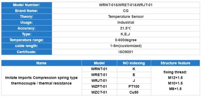 Misurazione della temperatura di K-tipo di cavo schermato wrnt-01 macchina di stampaggio a iniezione termocoppia macchina di stampaggio a iniezione