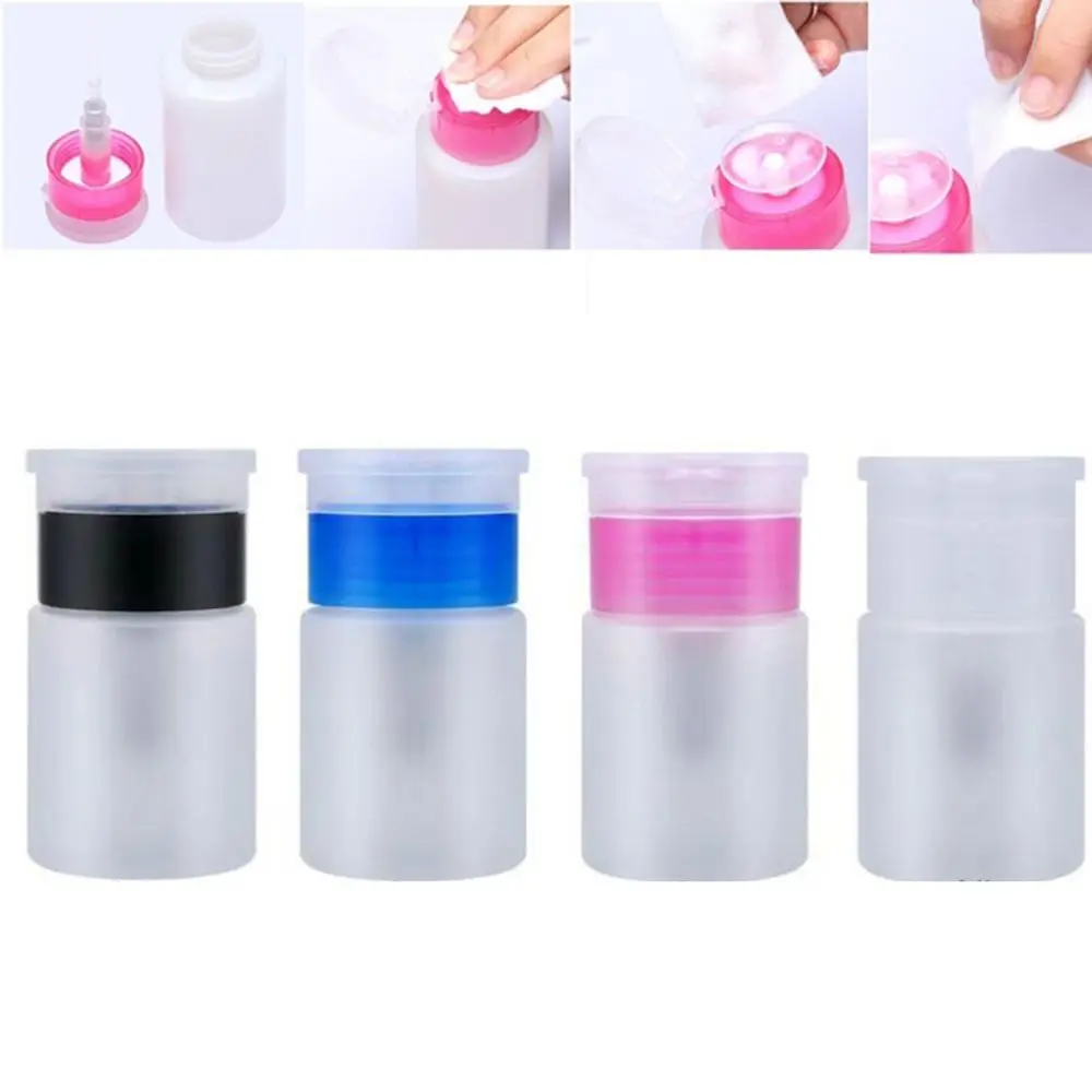 Woman Liquid 60mL Manicure Empty Bottle Nail Polish Remover Pump Dispenser Container Clean Acetone