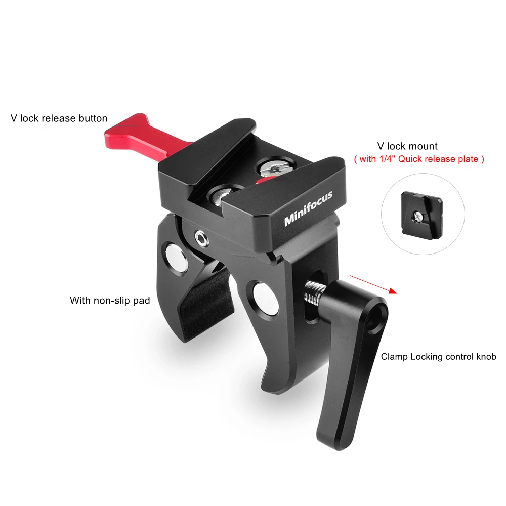 V-Mount Quick Release แผ่นอะแดปเตอร์ Super Clamp สำหรับกล้อง DSLR Video แบตเตอรี่ V-Mount ขาตั้งกล้องขา