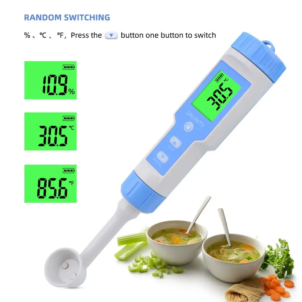 Yieryi S-200 Digital Salinity Meter Waterproof  Salt Concentration Meter 0.1-20.0% ATC for kitchen, catering, food processing