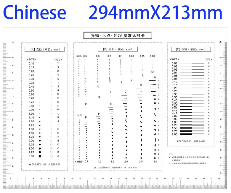 294x213mm Dot Area Line Standard Table High Transparent Soft PET Micrometer Calibration Film Ruler QC Defect Measurement Tool