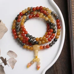 Multilayer Prayer Beaded Mala Golden Silk Jade Bracelets Buddhist Buddha Charm Rosary Unisex Bracelet Men Women Yoga Jewelry