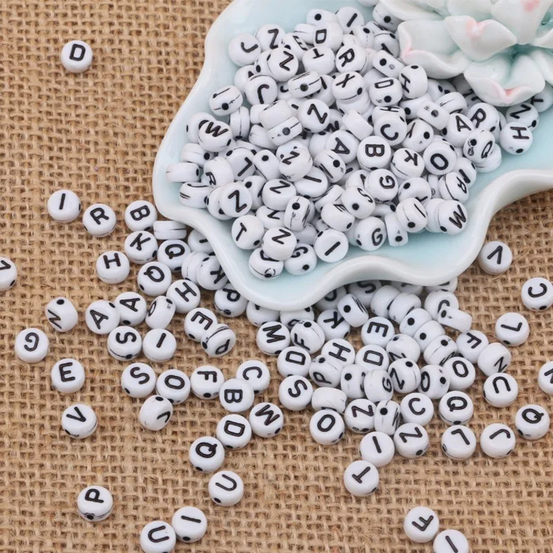 200Pcs 4*7mm Washed Smiling Face Letter Star Heart Round Shape Acrylic Beads For Make Bracelet Necklace Jewelry Accessories