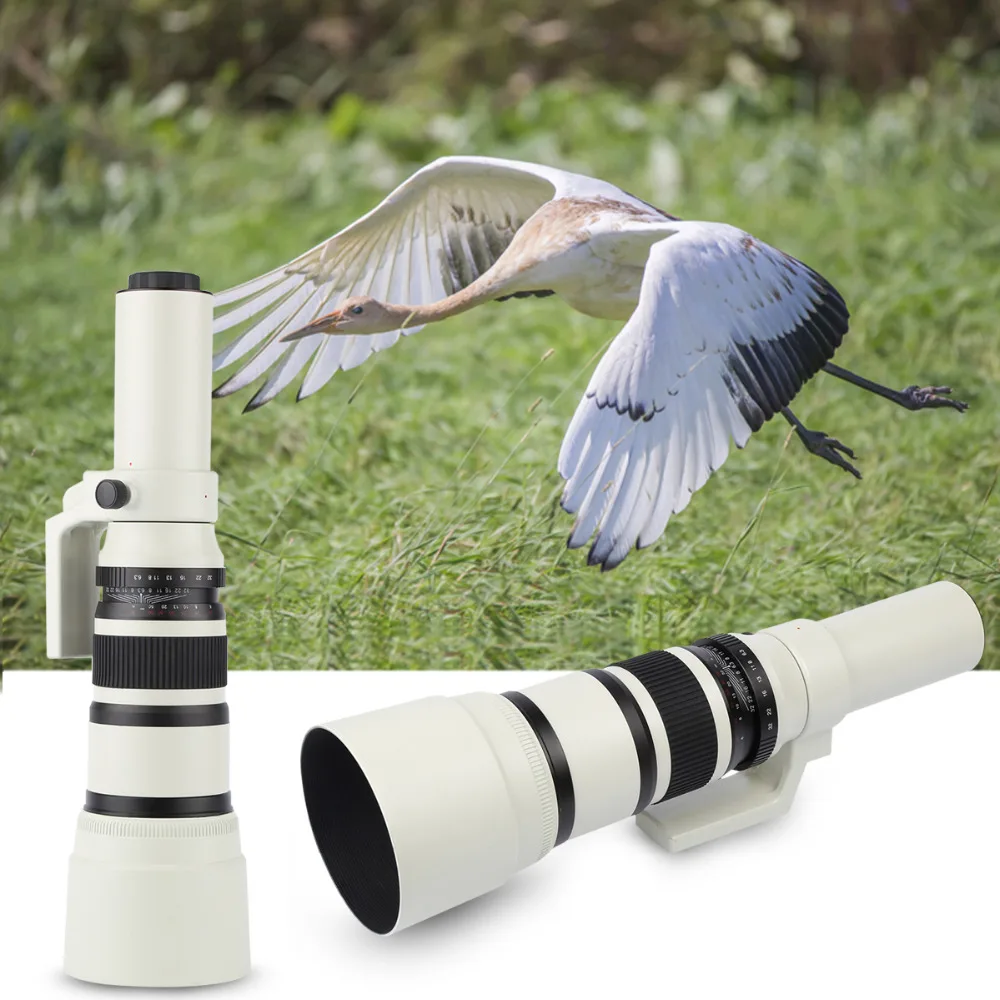 Obiektyw JINTU 500mm F/6.3 T-Mount Super Telephoto do lustrzanek cyfrowych Nikon, Canon, Sony i aparatów bezlusterkowych 4/3 z funkcją makro.