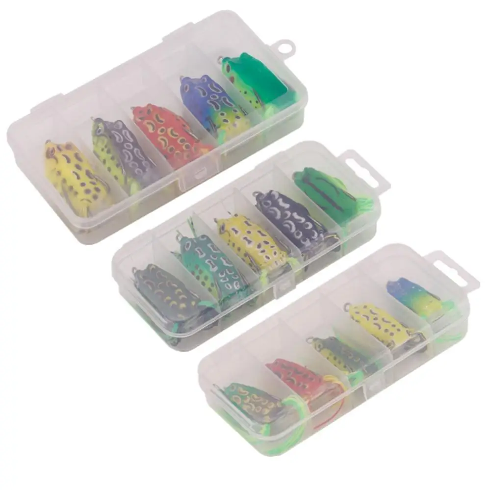 5pcs/box 4cm 5cm 6cm Frog Lure Topwater Wobblers Bait kit for Pike Artificial Soft Fishing Baits Snake Head Gear Lures