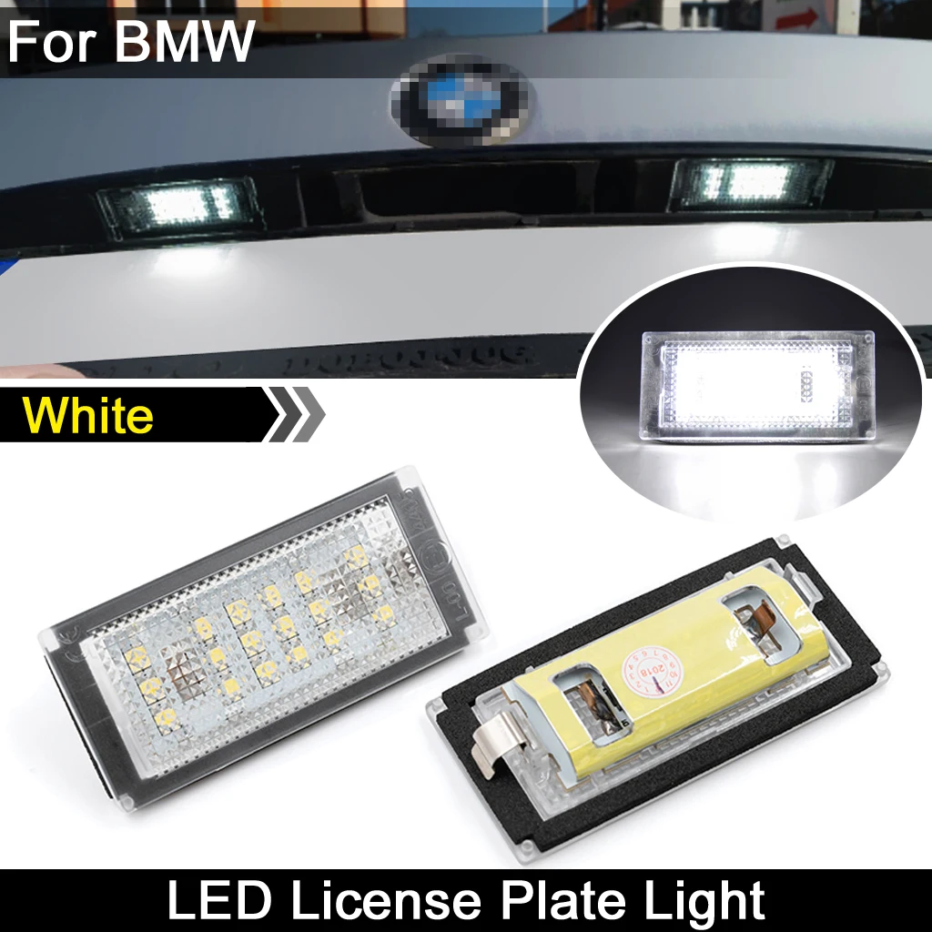 2Pcs For BMW 3-Series E46 2-Door Facelift M3 Facelift 2004-2006 White LED License Plate Light Number Plate Lamp