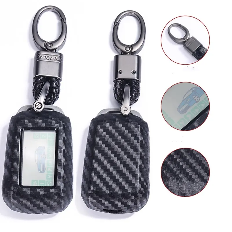 Carbon Fiber Silicone Car Key Case For StarLine A62 A92 V62 MOTO V63 A94 A64 T94 Two Way Car Alarm LCD Remote Control Cover Bag