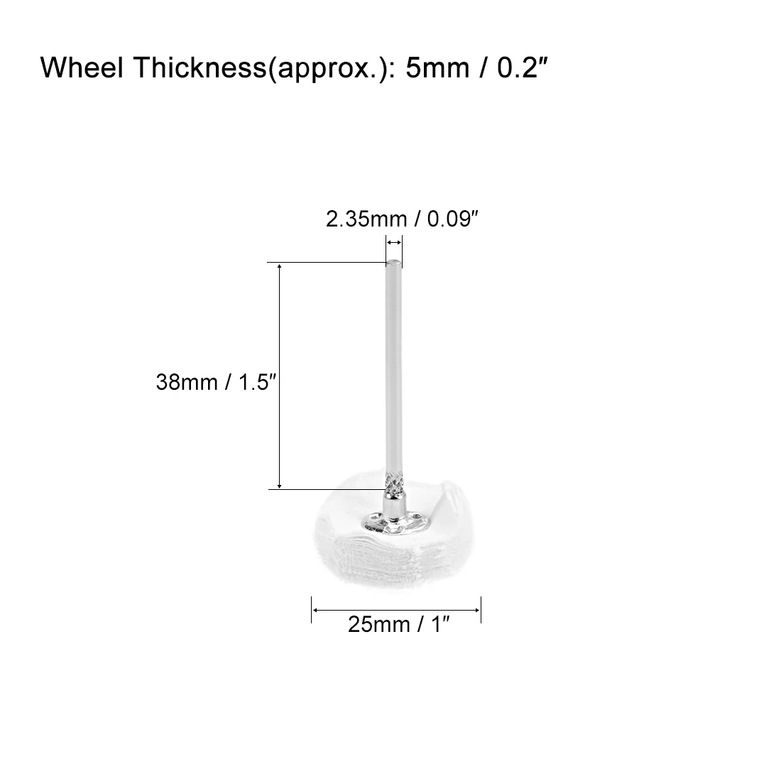 Uxcell مصغر التلميع تلميع القماش عجلات 25X5mm مع 2.35 مللي متر أربور للمجوهرات المعادن الخشب المعدات الدوارة أداة الأبيض 10 قطعة