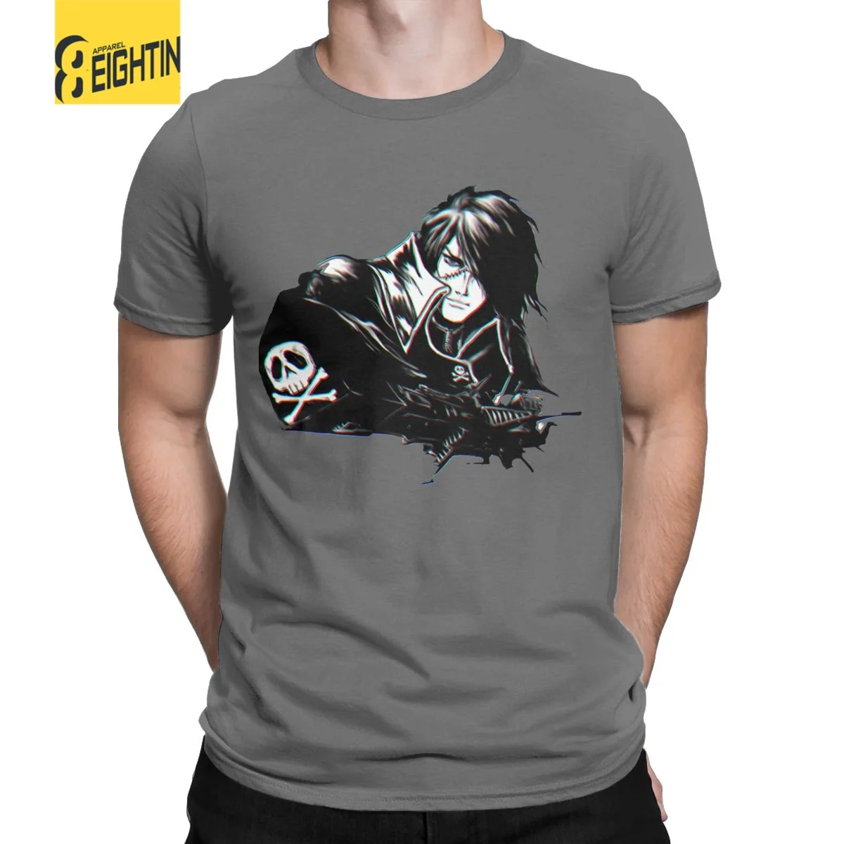 Space Pirate Captain Harlock T-Shirt for Men Vintage Cotton Tees O Neck Short Sleeve T Shirts Summer Clothes