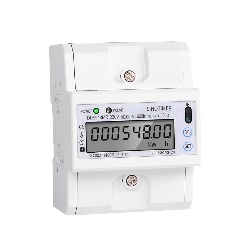 Upgraded Multi function Single Phase 5-100A 230V AC Energy Meter Electric Consumption Meter Monitor DIN Rail with RS485 Modbus