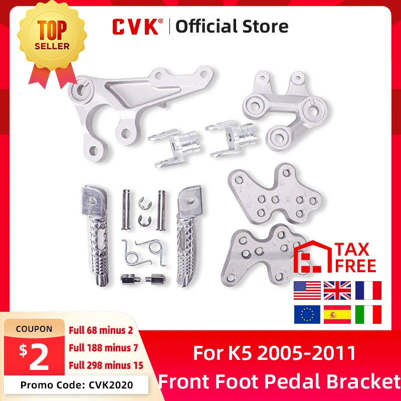 CVK Front Foot Rests Pedal Bracket Assembly Kit For Suzuki GSXR1000 K5 2005 2006 2007 2008 2009 2010 2011 05-11 Motorcycle Parts