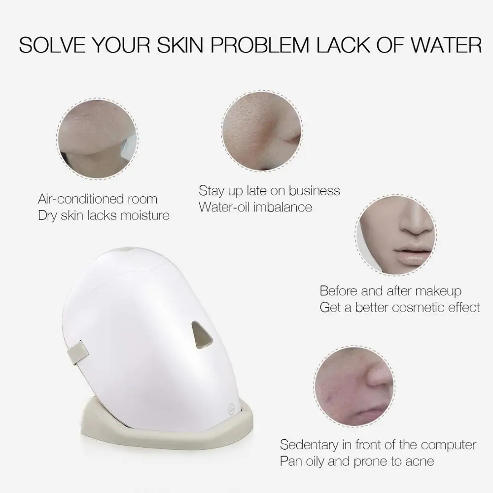 Nano-Ionic Steam Beauty Mask Facial Steamer Mask with Temperature Control Face Humidifier Unclogs Pores Cleans Moisturizes SPA