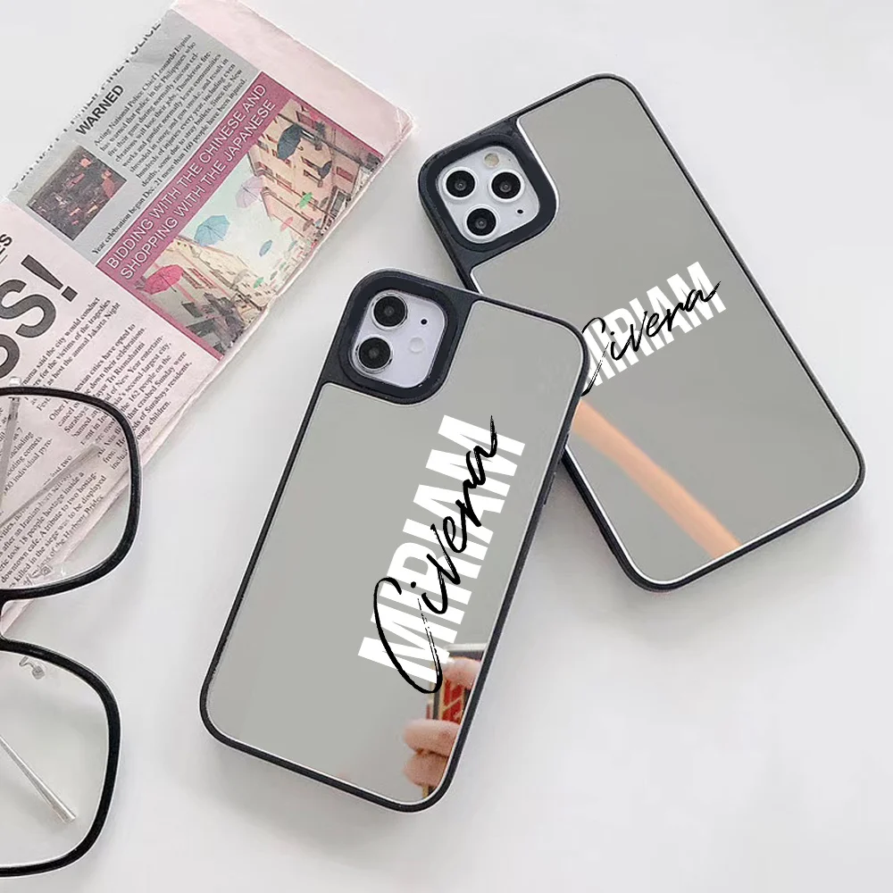 

Personalized Big Letter Name Mirror Phone Case For iPhone 13 12 11 Pro Max X XR XS 7 8 Plus Girl Cute Luxury Makeup Mirror Cover