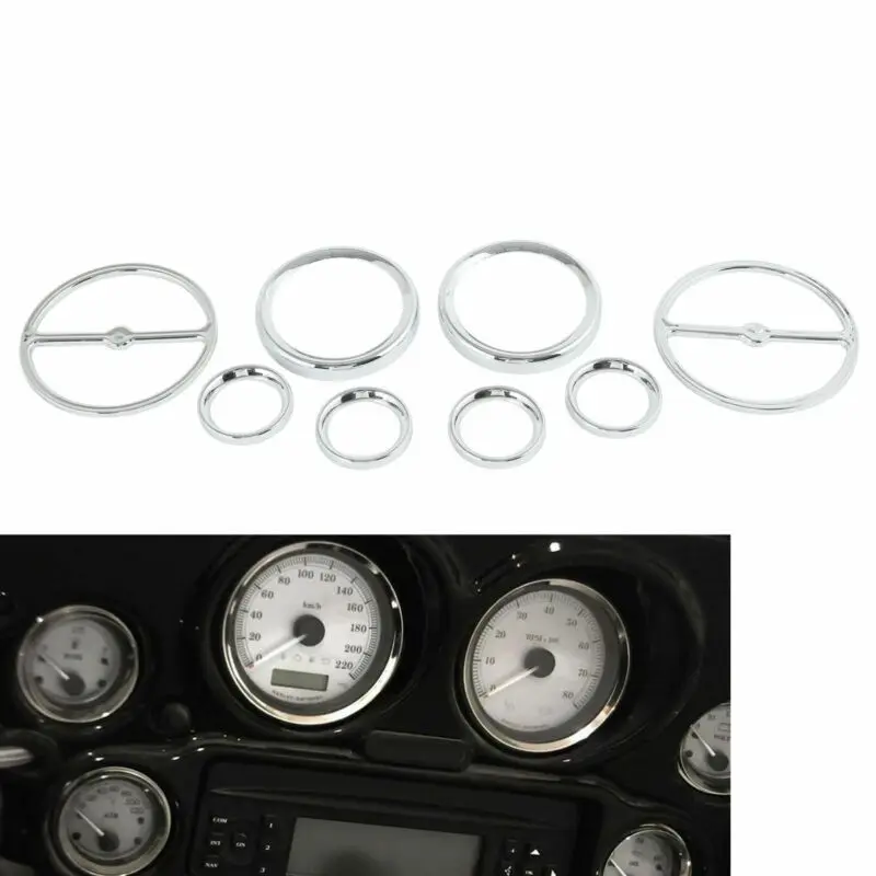 

Motorcycle Chrome Speedometer Gauges Bezels Horn Cover For Harley Touring Electra Street Glide Trike models 1996-2013