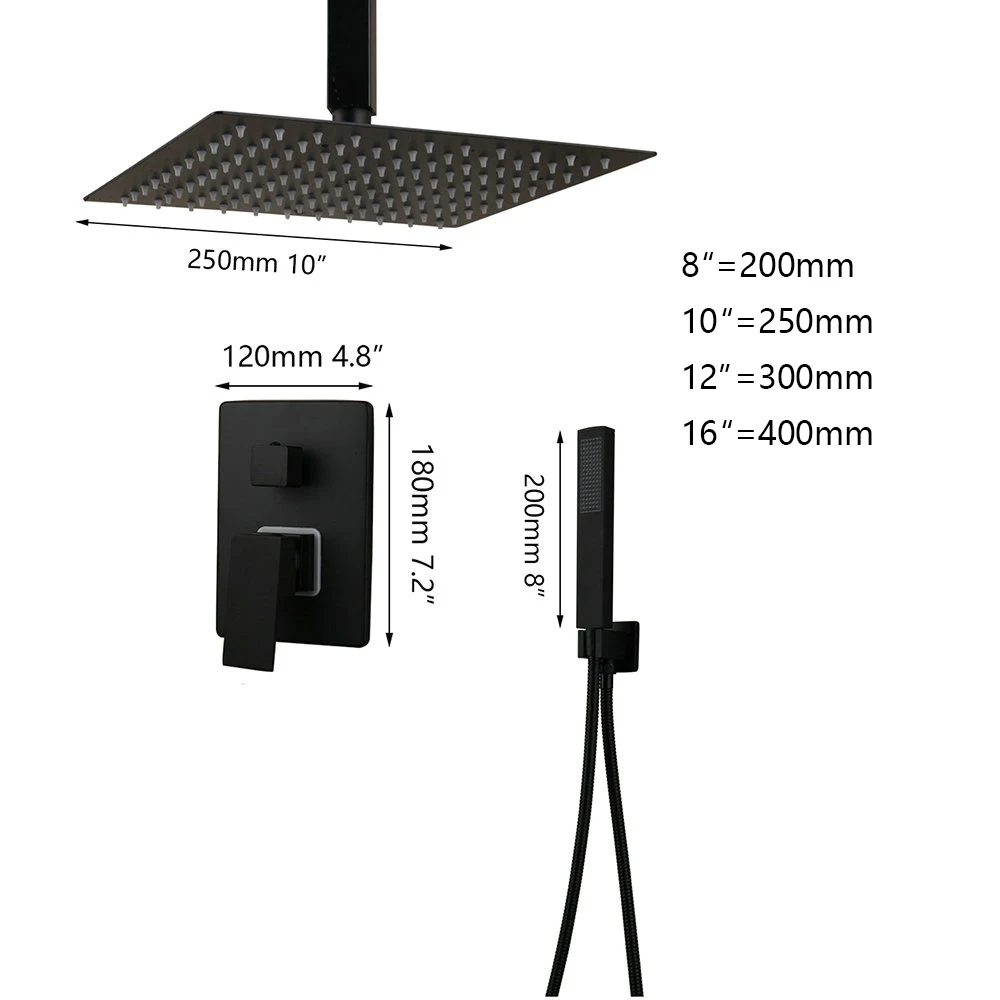 Imagem -02 - Kemaidi-conjunto de Chuveiro de Teto com Misturador e Torneira Estilo Cascata com Led Preto Fosco