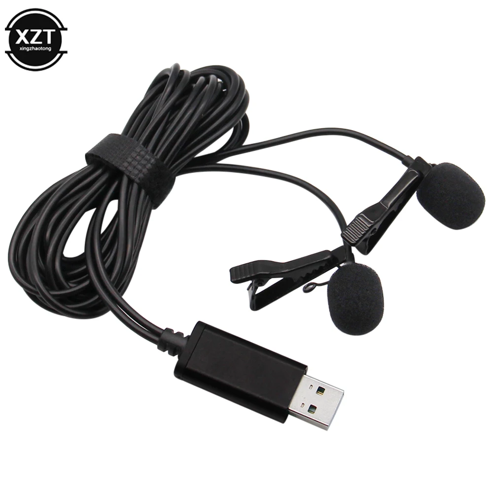 2 متر USB المزدوج رئيس Lavalier التلبيب ميكروفون كليب على متعدد الاتجاهات للكمبيوتر وين ماك تسجيل الفيديو الصوت 3.5 مللي متر نوع C Mic