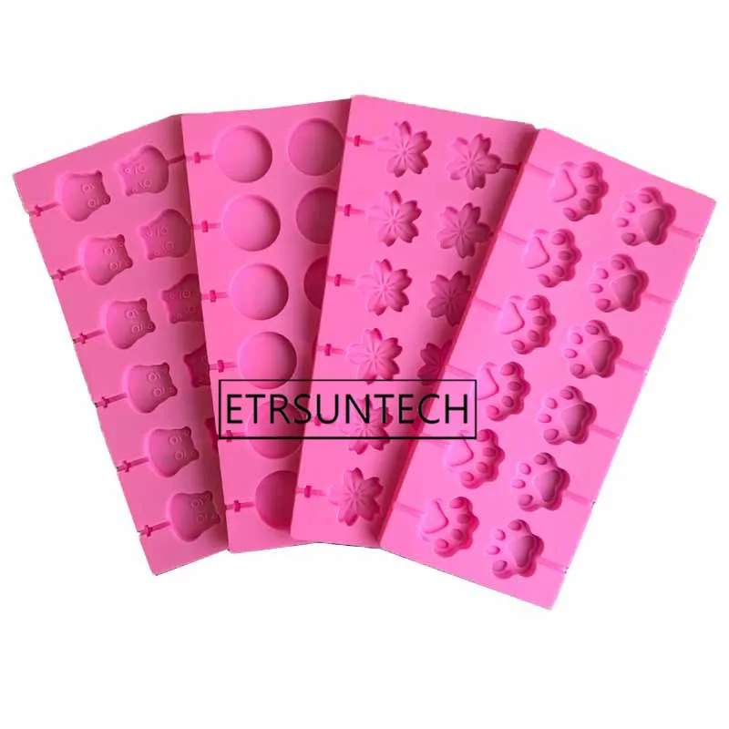 

100pcs Cute Flower Round Lollipop Silicone Mold DIY Fondant Mold Chocolate Fudge Mold Baking Utensils