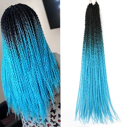 Full Star 22 inch Senegalese Braids Twist Hair Black Ombre Blue Pink Crochet Braids Synthetic Hair Ombre Senegalese Twist Hair