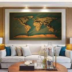 Moderne Art World Map Posters Prints Hd Gedrukt Non-woven Canvas Schilderij Muur Foto Canvas Poster Muur Decor Living room Decor