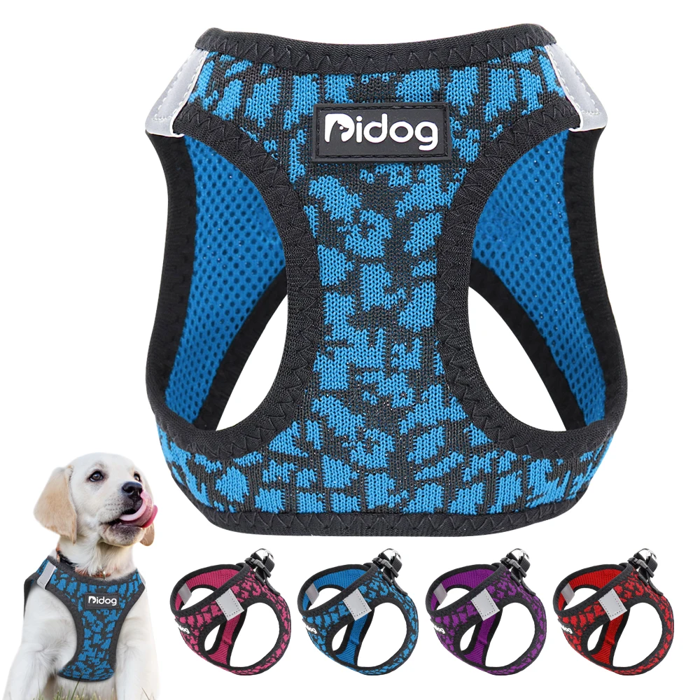 No Pull Mesh Dog Harness Nylon Pet Puppy Cat Harness Reflective Adjustable for Small Medium Dogs French Bulldog Pug