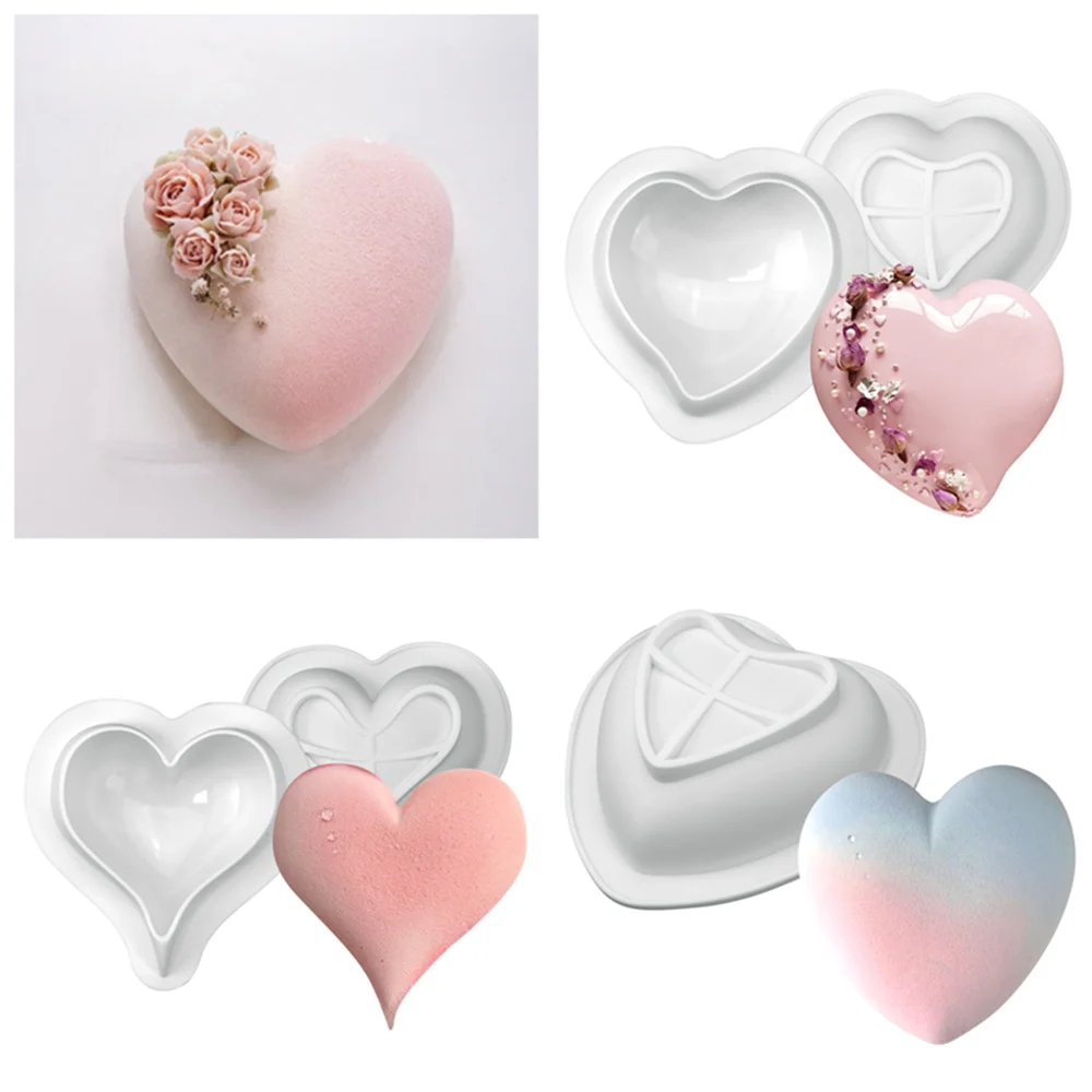 New Love Silicone Mold Heart-shaped Mousse Dessert Mould Valentine\'s Day Wedding Gift Baking Mouler Kitchen Accessories