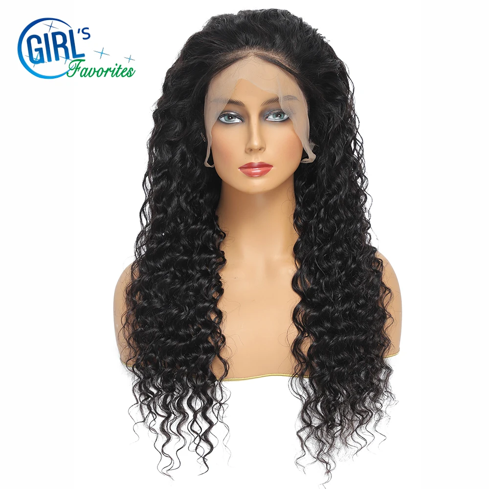 Raw Indian 13X4 Lace Frontal Wig Deep Wave Human Hair Wigs  250 Density Wig Pre plucked And Bleached Knots 30 Inch Hair Wig