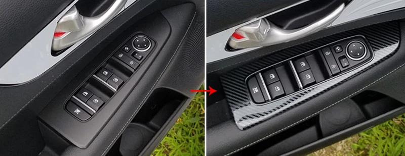 Carbon Fiber Pattern Item For KIA Cerato Forte K3 2019 2020 Glass Lift Switch Panel Gear Decorative Frame Stainless Steel