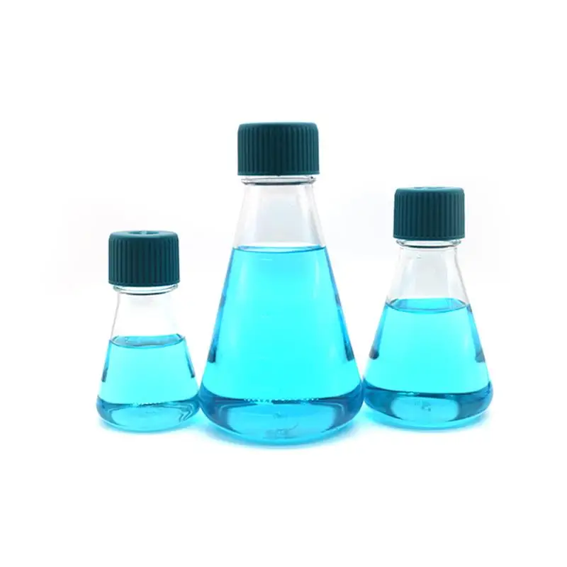 IKEME 1PCS Erlenmeyer Flask Cell Culture Flask 125 250 500 1000m E-Beam Sterile Bottle Filter Cover Hydrophobic Filter Membrane