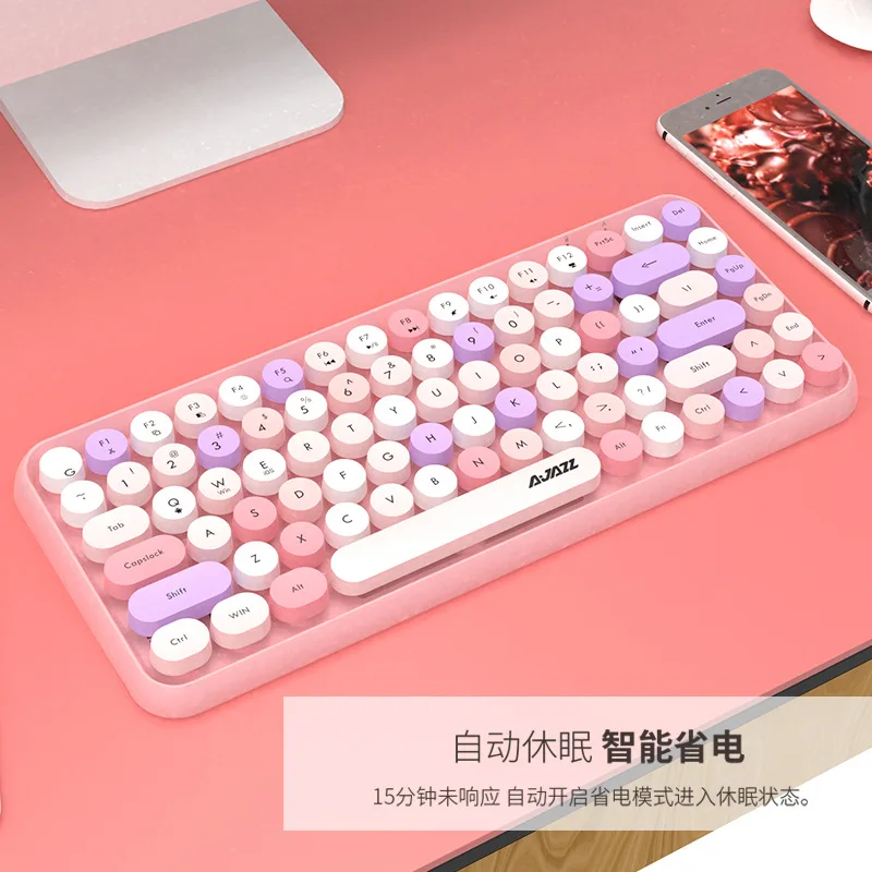 أسود Jue 308i لوحة المفاتيح اللاسلكية بلوتوث باد كمبيوتر لوحي صغير مكتب الوردي فتاة لطيف