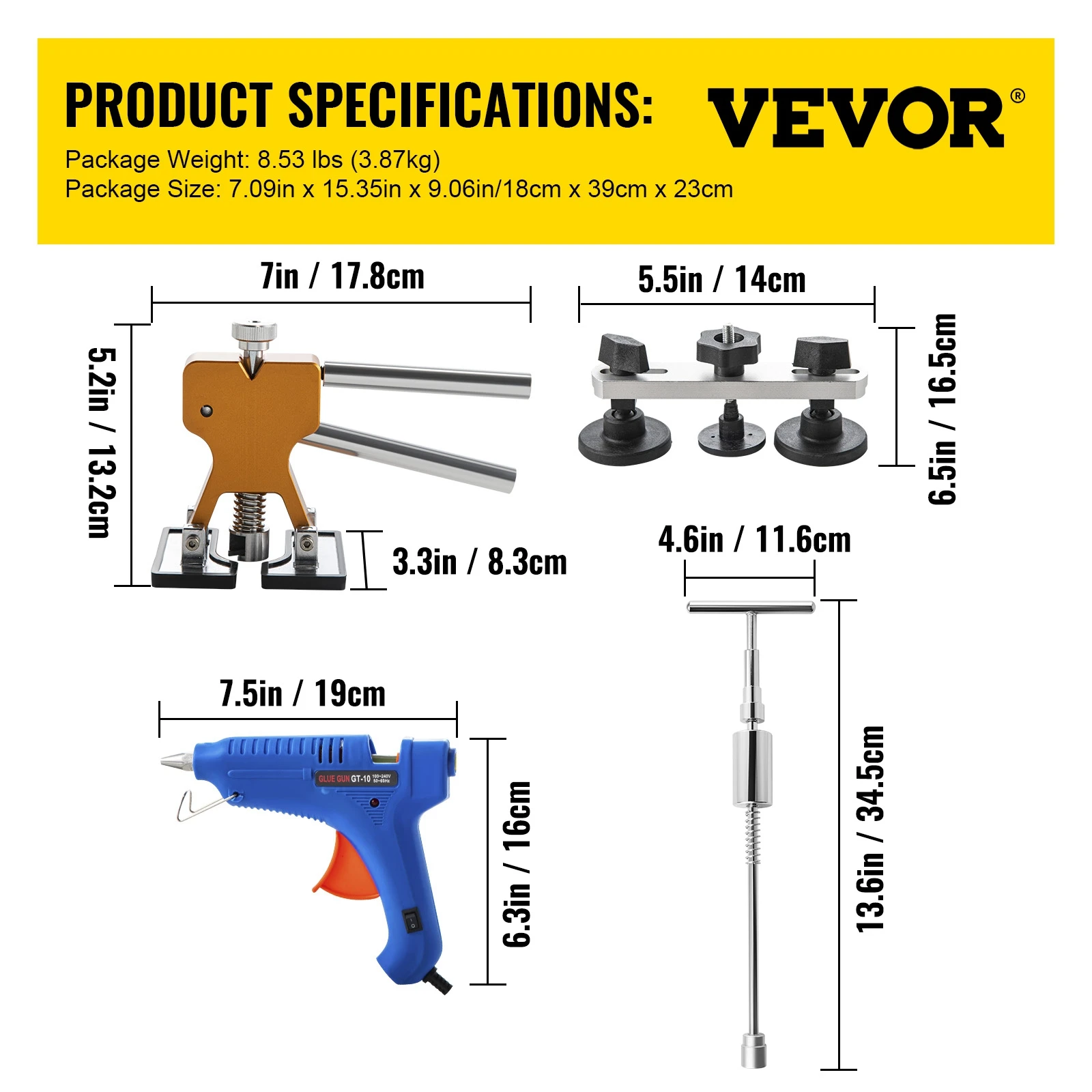 VEVOR 덴트 제거 도구 키트, 보호용 종합 무도장 사용 응용, 휴대용 차체 수리 장비, 89 개