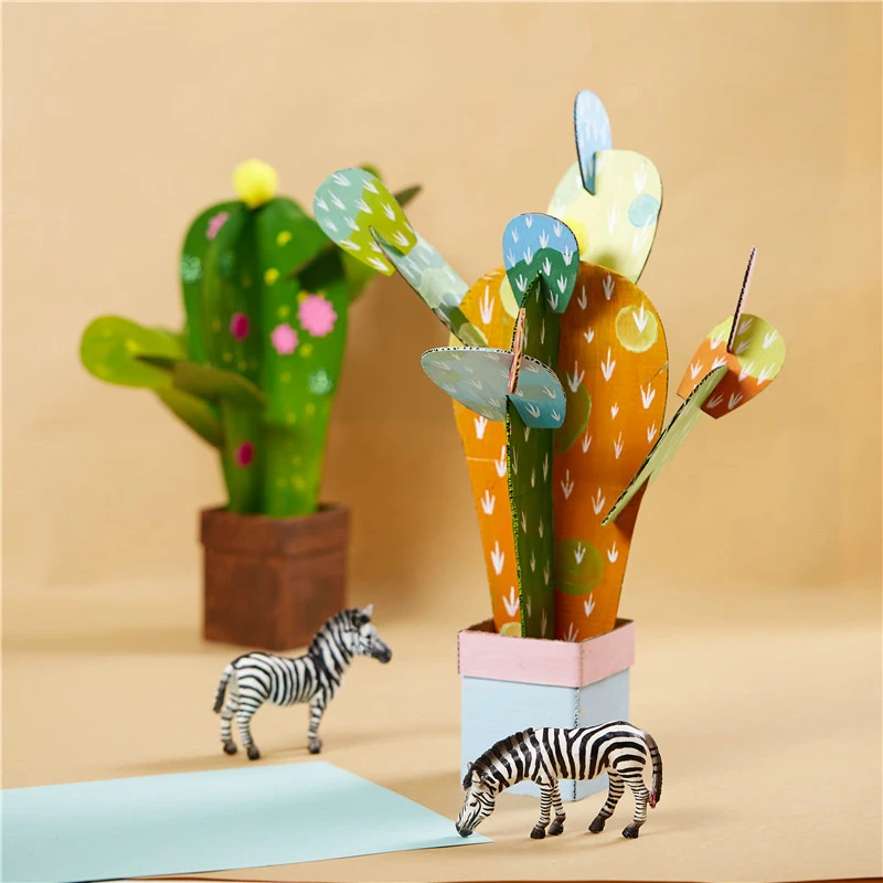 DIY Art And Craft Toys For Children Carton Paper Material Manual Lovely Cactus Frame Kindergarten Educative Girl Boy Toys