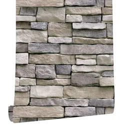 Stone Peel And Stick Wallpaper Removable Contact Paper Self Adhesive Paper 3D Faux Textured Stone Wall Look Rustic Brick Papers