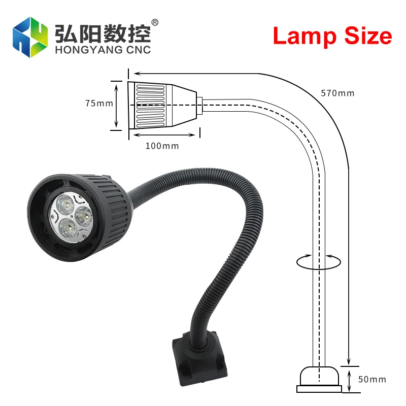 CNC Machine Tool Work Light Jade Carving Machine Lighting Lamp Universal Adjustable Hose LED Light 220/24V Work Light