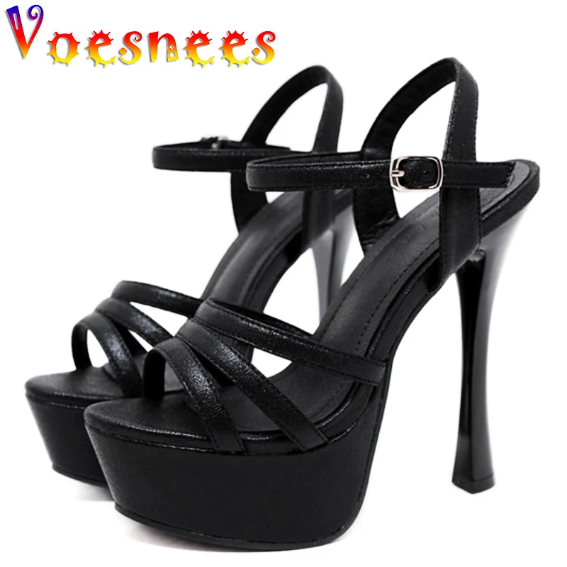 

Summer Pole Dance Shoes women Platform Peep Toe Super High Heel 14cm Sandals Fine Heel Sexy Glamorous Club Catwalk Show Shoes