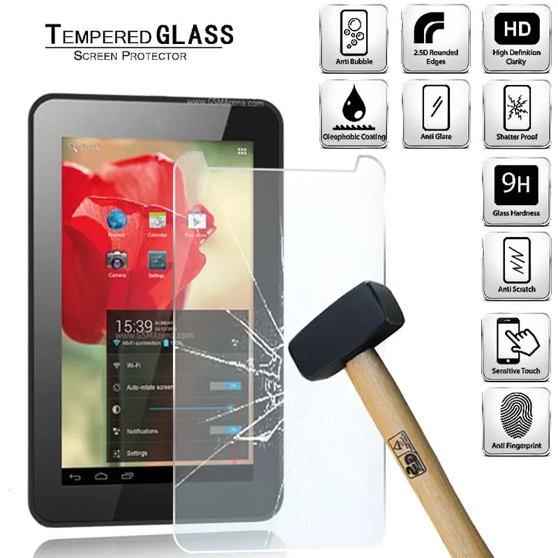 Tablet Tempered Glass Screen Protector Cover for Alcatel OneTouch Tab 7  9H Tempered Film Full Coverage Anti-Scratch