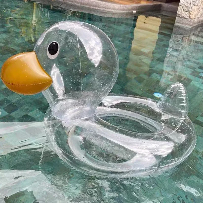 Clear Duck Swimming Ring for Kids Baby Inflatable Pool Float Swim Circle Seat Children\'s Inflatable Mattress Water Party Toy