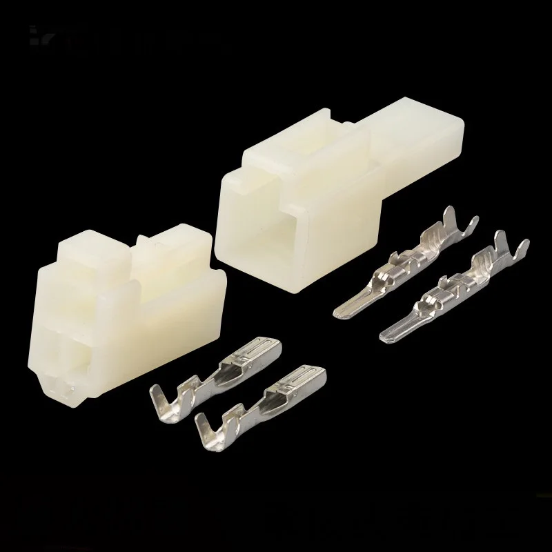 100 sets kit 2 pin 2P male female white plastic jack adapter cable auto connector loudspeaker plug for car DJ7021-2.3-11/21