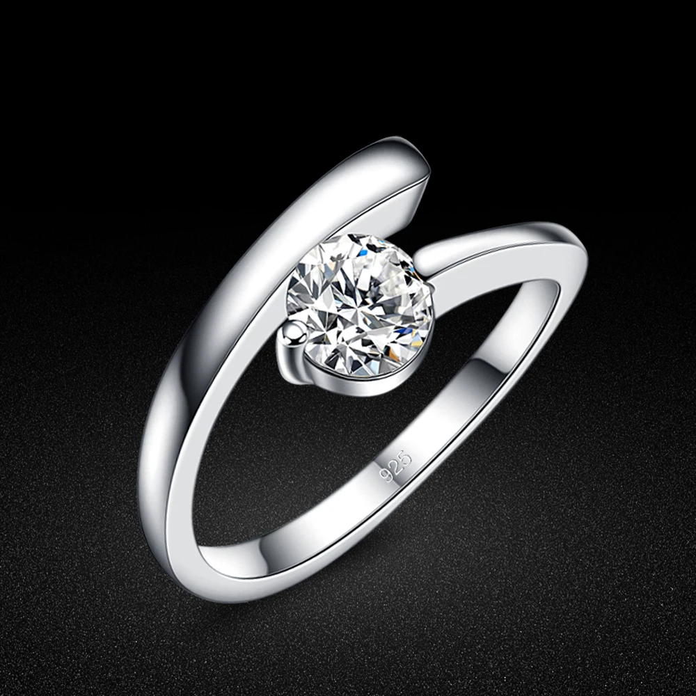 Minimalist Jewelry Women's 925 Silver Ring OL Style AAA Cubic Zircon Inlaid Tail Ring Solid Silver Wedding Ring Jewelry Gift