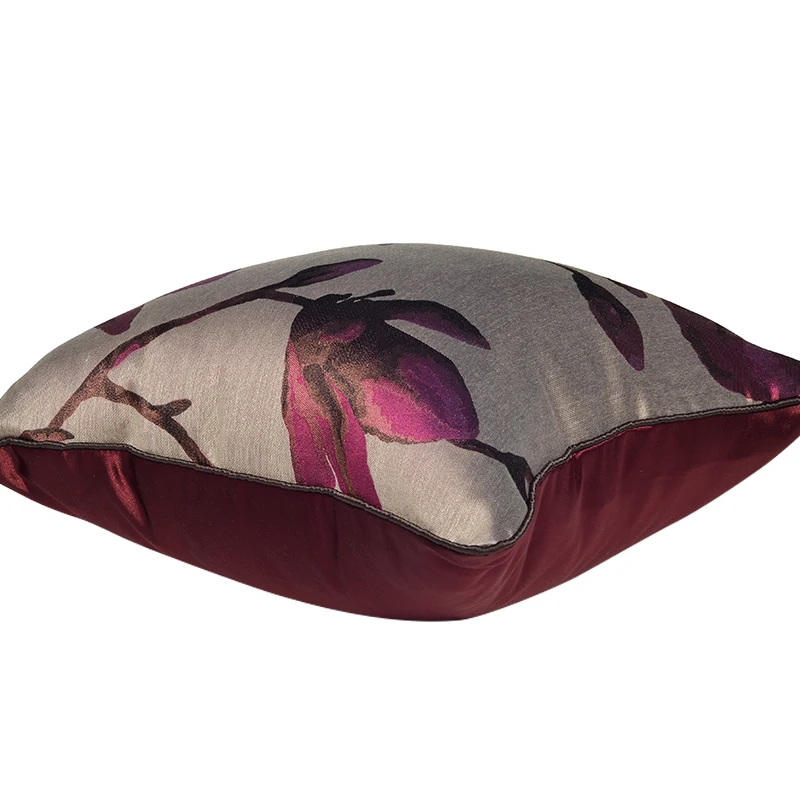Diphylleia Modern Plant Cushion Cover Exquisite Handmade Magnolia Jacquard Art Square Pillowcase For Living Room Bedroom Couch