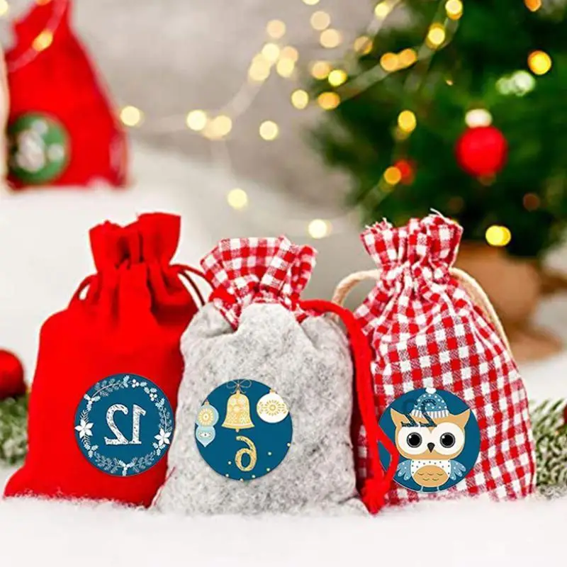 Dhl Free Ship 24pcs/set Christmas Hanging Bag 1-24 Countdown Santa Claus Christmas Decorations Supplies Wholesale